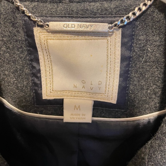 Old Navy Size Med Gray Wool Double Breasted Midi Peacoat - Picture 4 of 4